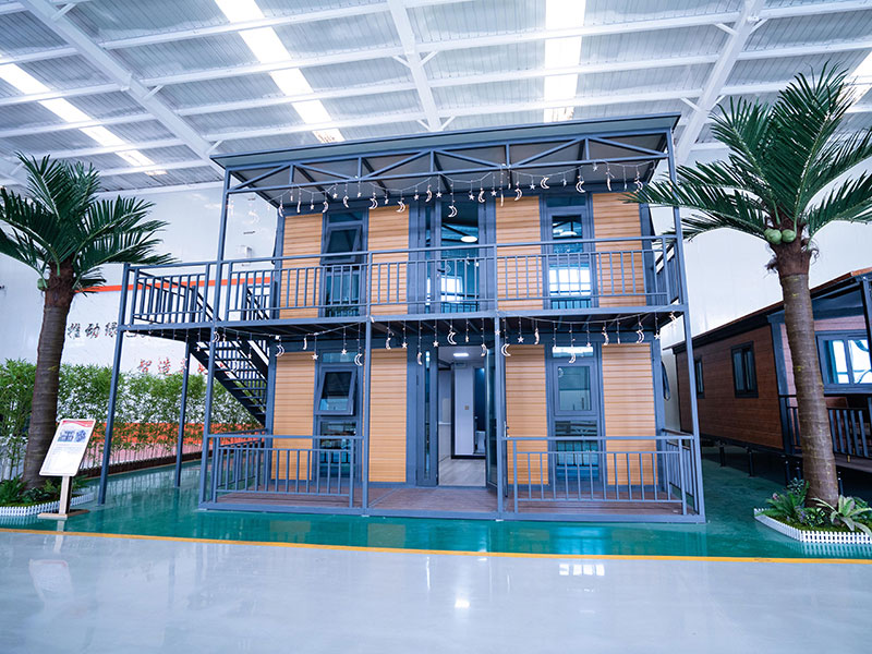 Casa modular expansível de dois lados com teto plano de dois níveis